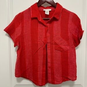 Urban Romantics Red Striped Button Up Shirt